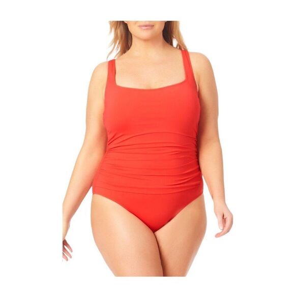 Anne Cole Red Coral One Piece Swimsuit (Size 16W) - Picture 1 of 11